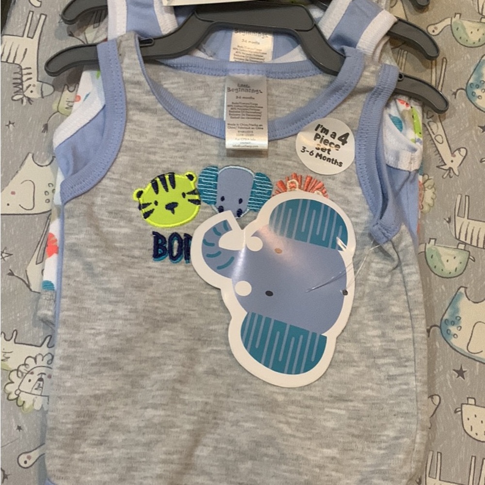 Baby Boys' Blue and Gray Tank Top Set